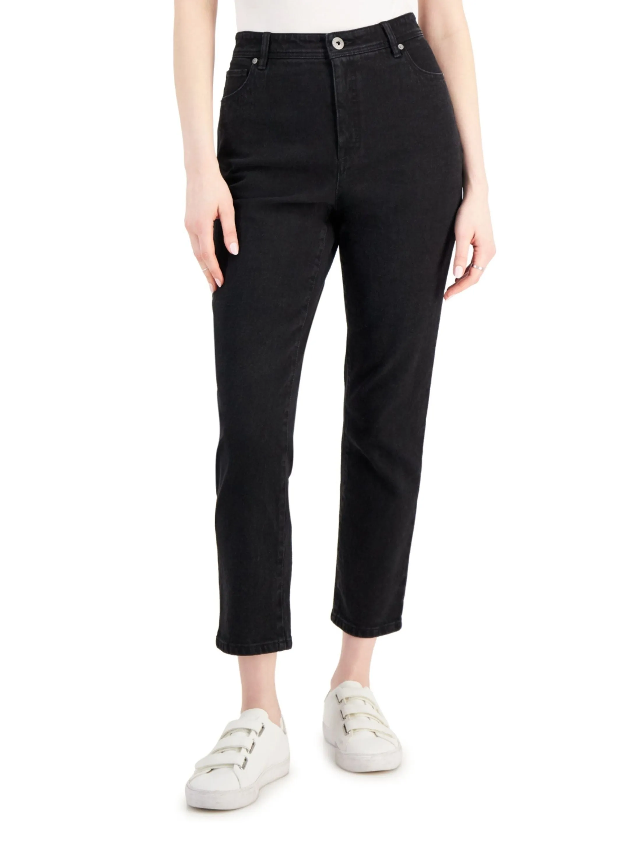 Women's Plain High Rise Denim Pant,Black Effortless casual Always Fits