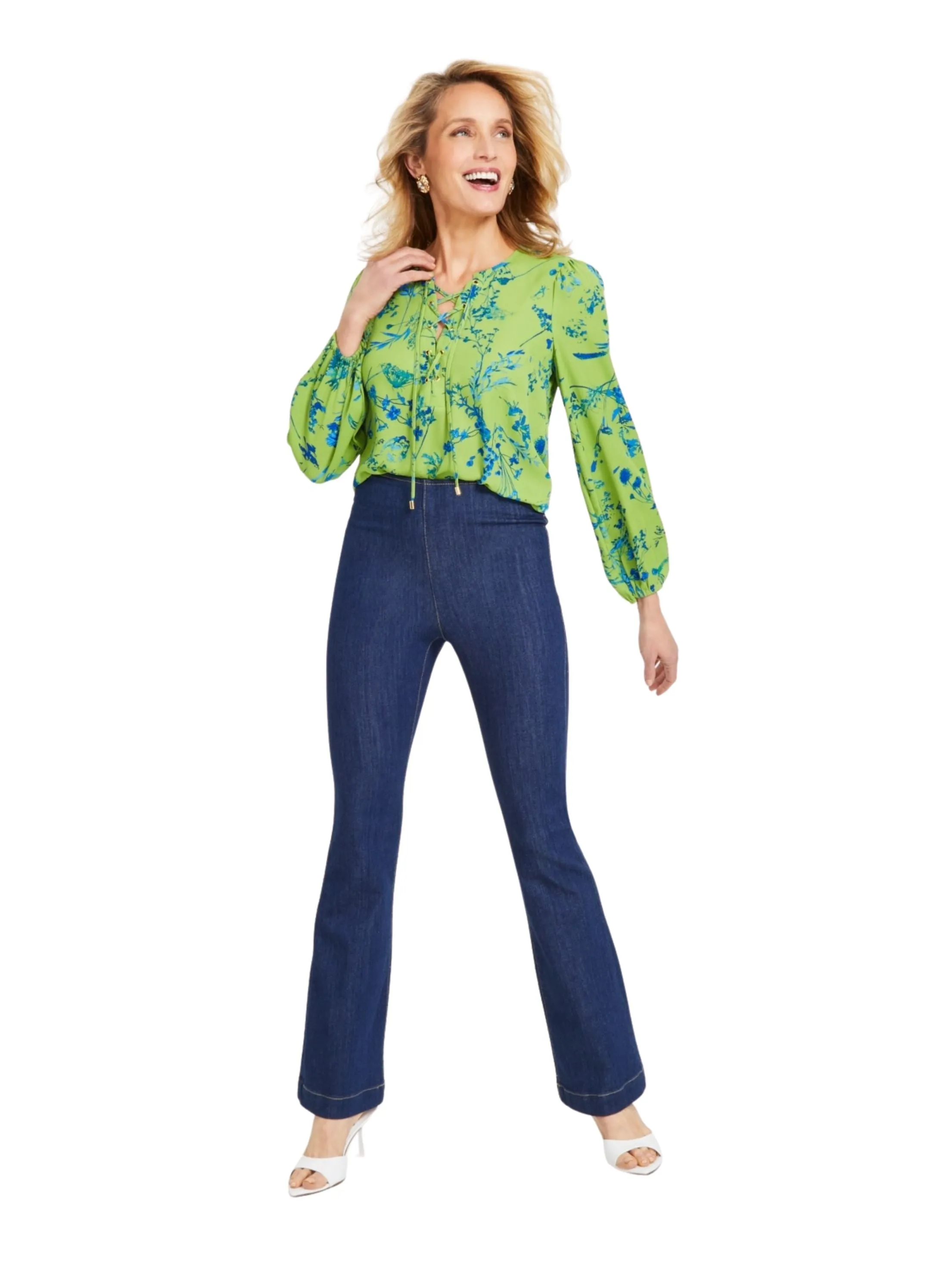 No Iron Wear Women's Plain High-Rise Jeans,,Blue