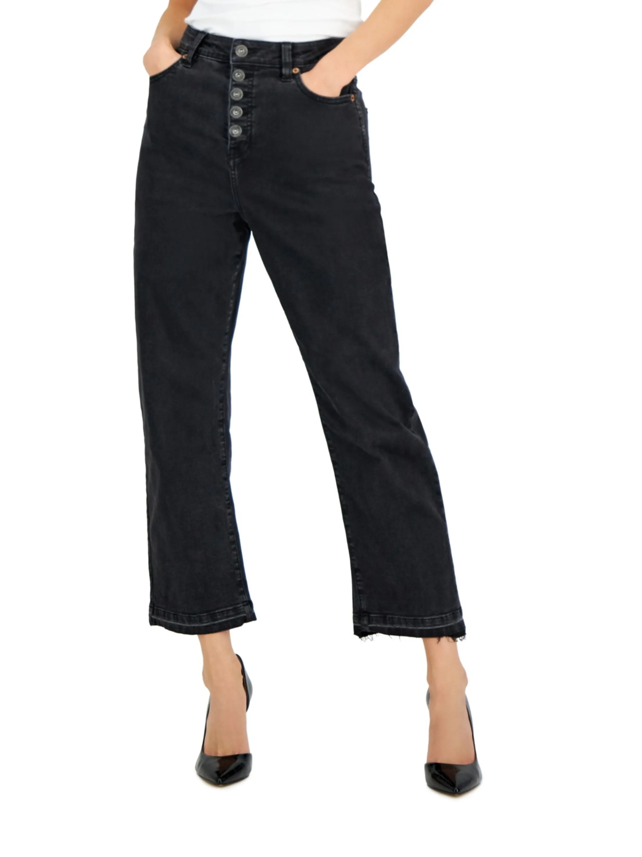 Textured Vibrant Women's Plain Jeans,Black