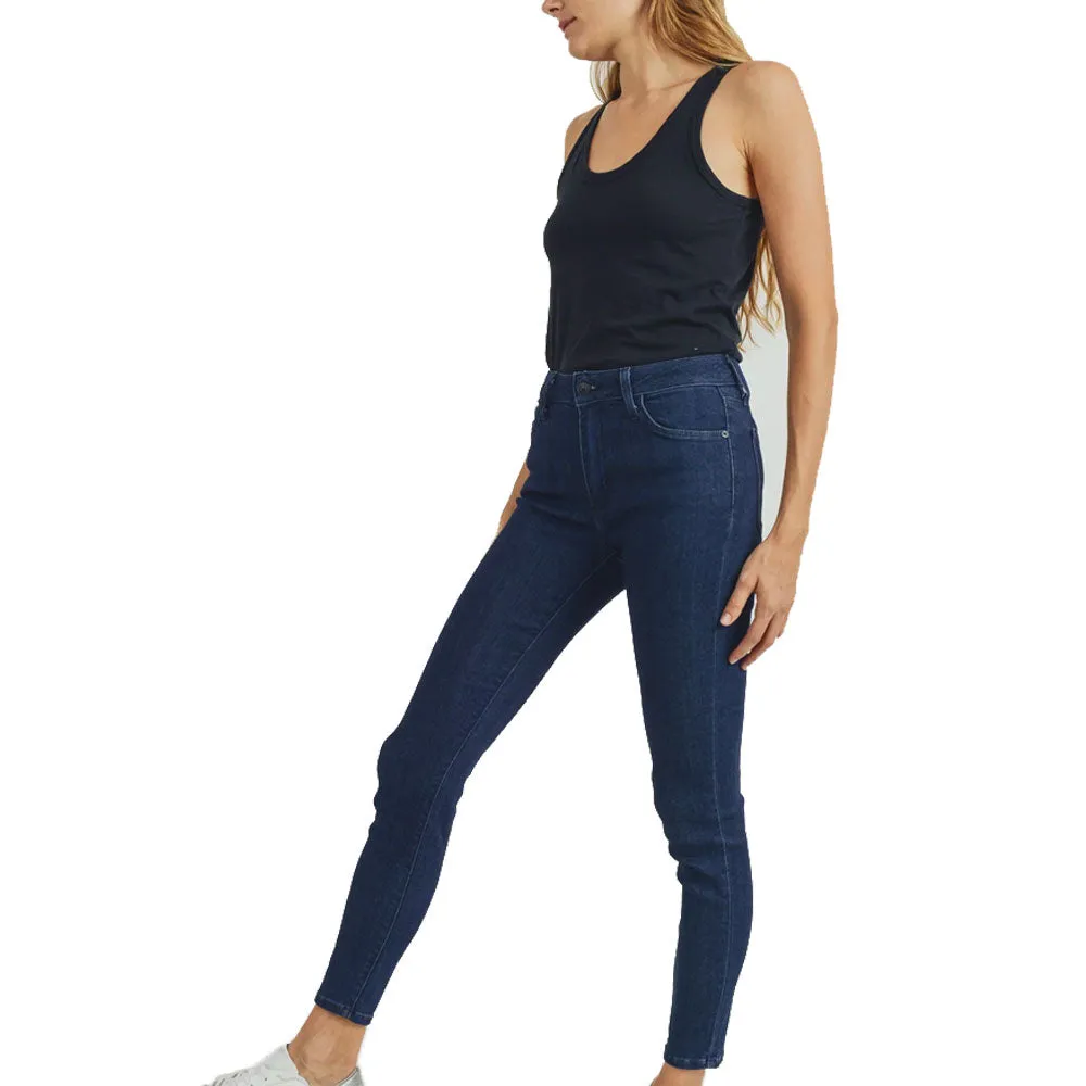 Heavyweight Denim Elegant Urban Explorer Athlete Fit Women's Plain Solid Jeans,Navy
