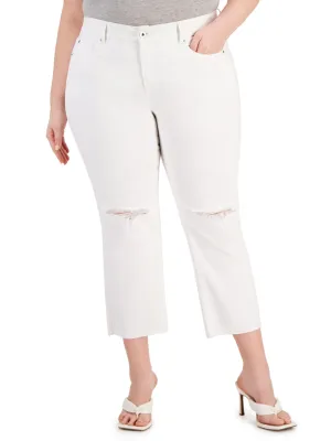 Low Maintenance Minimalist Style Chill Outfit Women's Ripped Denim Jeans,White