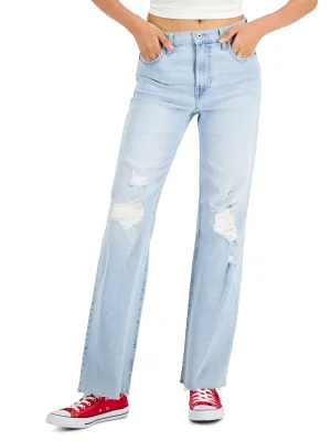 Women's Ripped Washed Jeans,Light Blue Modern Minimalist Stretch Smart Casual Athlete Fit