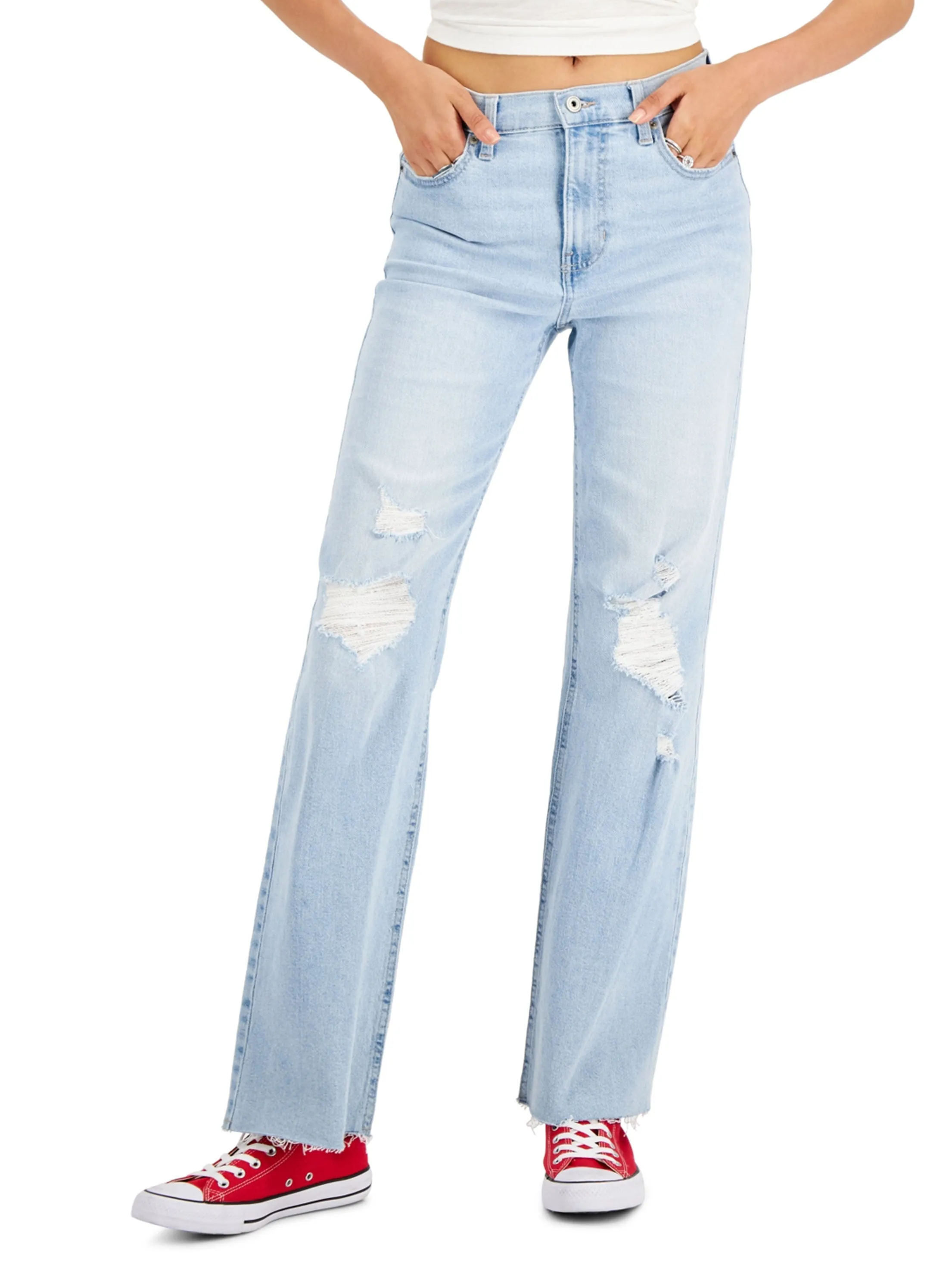 Women's Ripped Washed Jeans,Light Blue Modern Minimalist Stretch Smart Casual Athlete Fit