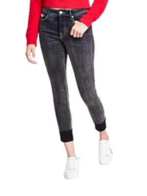 No Hassle Fit Colorfast Denim Women's Washed Skinny Jeans,Grey