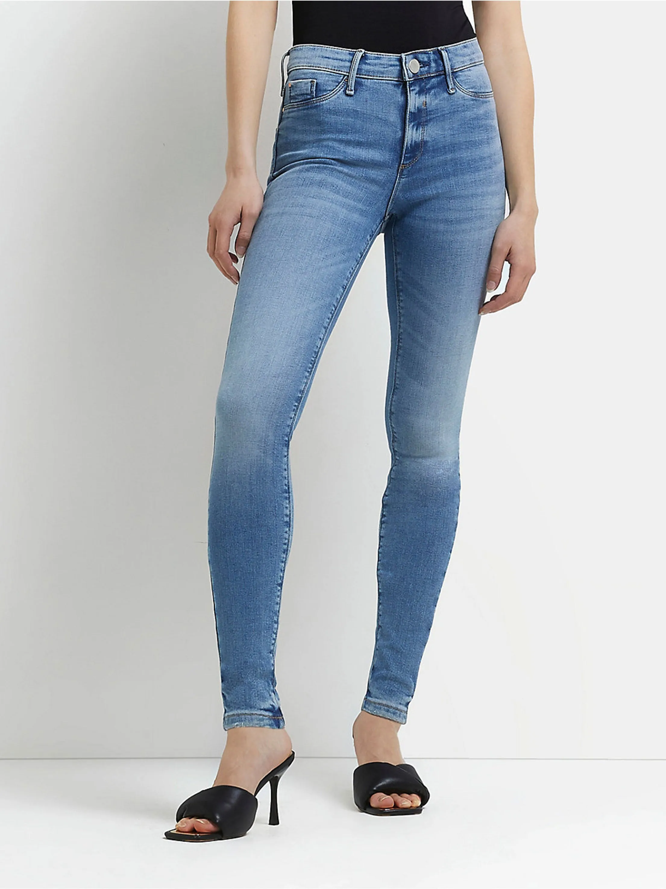 Women's Washed Skinny Jeans,Light Blue High-End Style