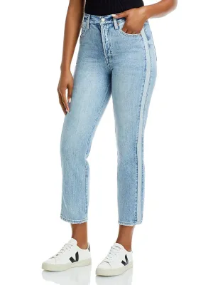 Women's Washed Straight Jeans,Light Blue Spring Mood Smooth Work Meeting