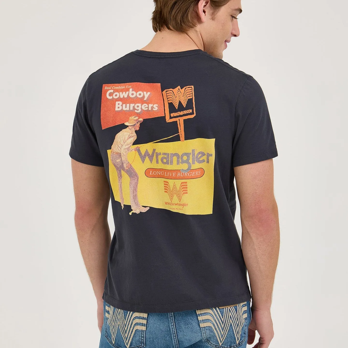 Wrangler? x Whataburger? Cowboy Burgers Black T-Shirt Perfect Wear Sun Protection