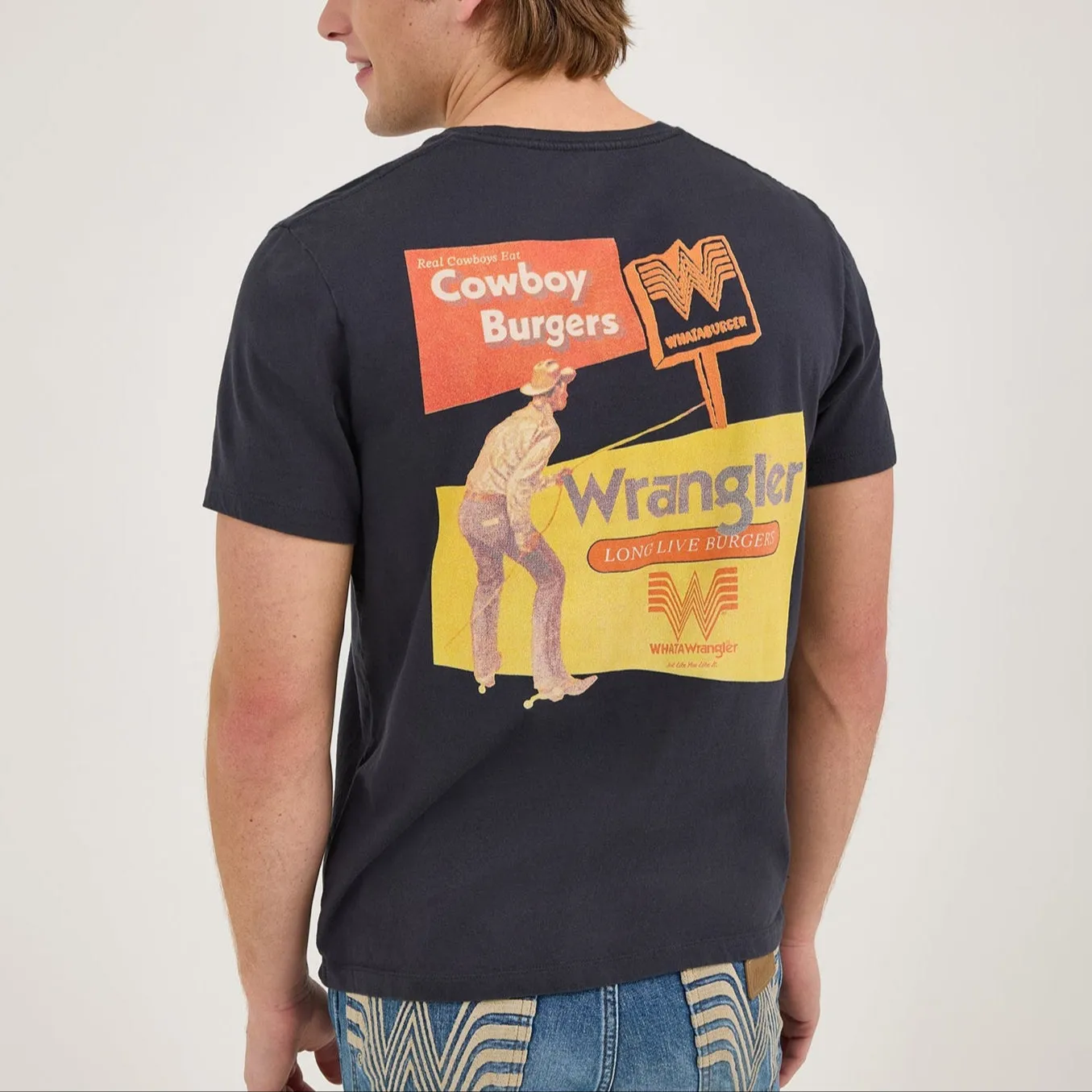 Wrangler? x Whataburger? Cowboy Burgers Black T-Shirt Comfy Design Soft Touch