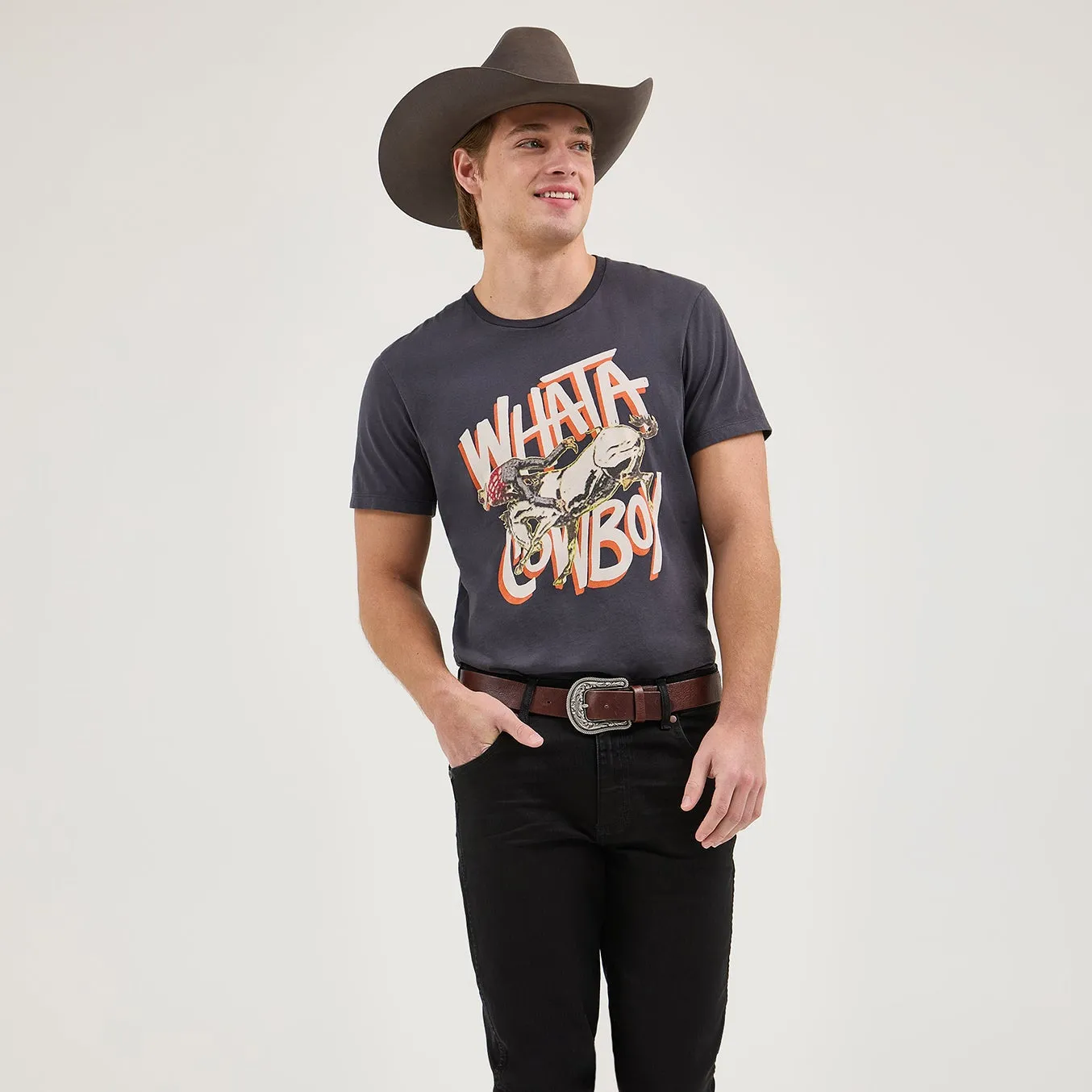 Breathable Comfort Sleek Design Wrangler? x Whataburger? Cowboy Graphic Black T-Shirt