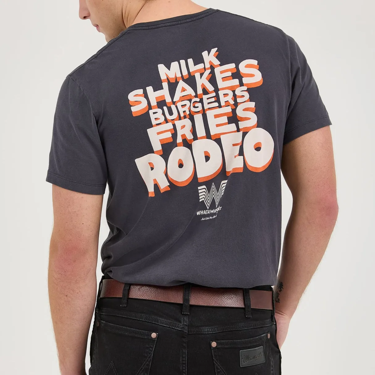 Wrangler? x Whataburger? Cowboy Graphic Black T-Shirt Good stretch Breathable Essentials