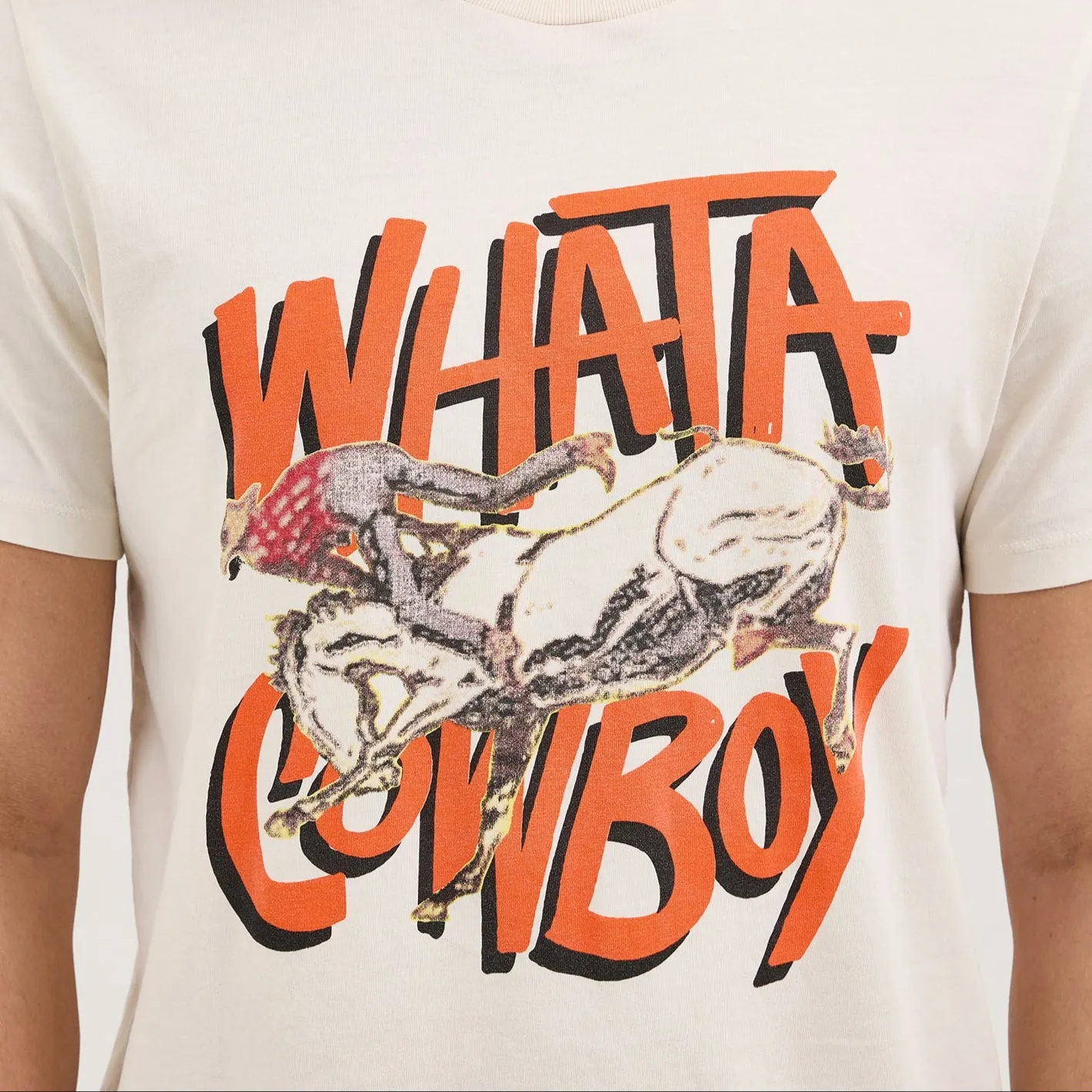 Wrangler? x Whataburger? Cowboy Graphic White T-Shirt Multi Directional Stretch Pre Shrunk Fabric