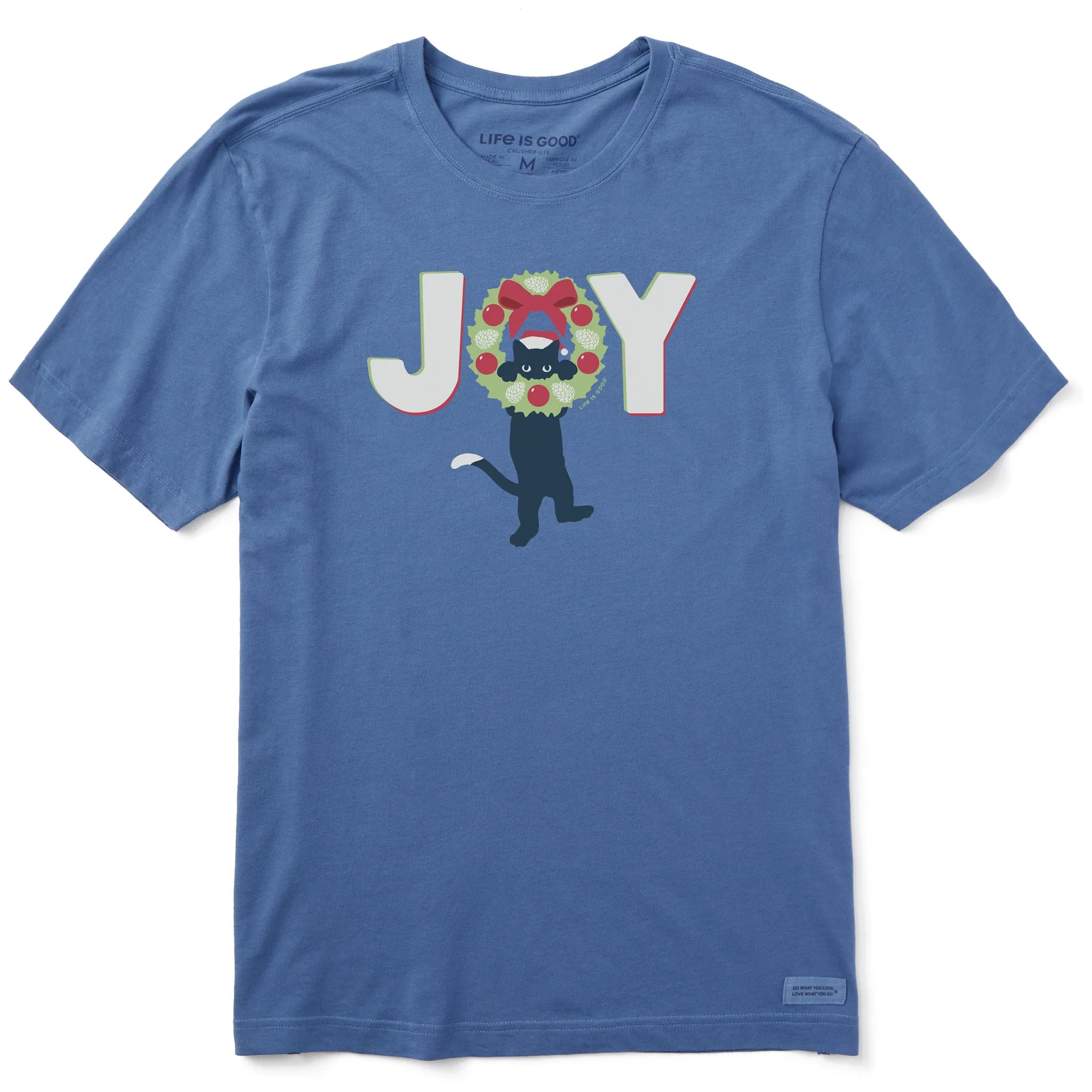 Men's Joy Cat Wreath Short Sleeve Crusher Tee EnhancedDurabilityFinish Multi Purpose Wear