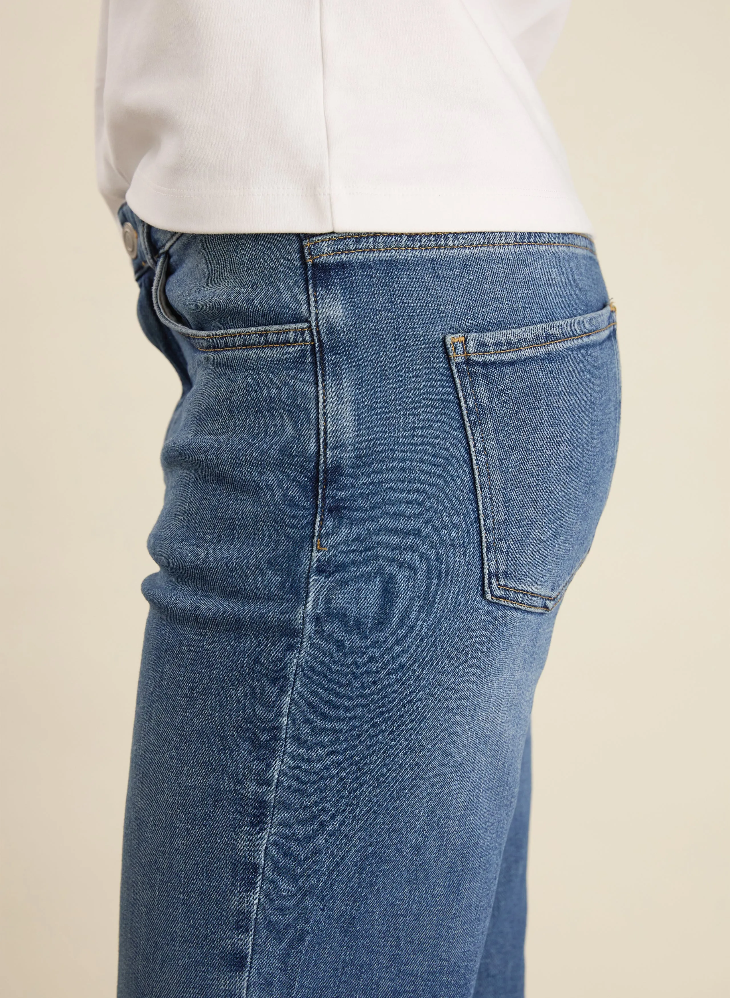 Zenna Organic Cotton Stretch Straight Leg Jeans Rugged Construction